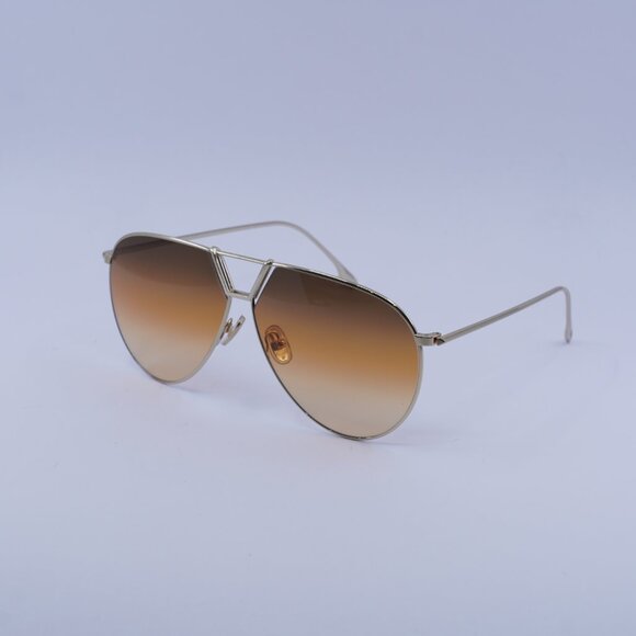 Victoria Beckham VB208S 702 Sunglasses Gold Aviator Frame, Brown Lenses - Picture 3 of 8